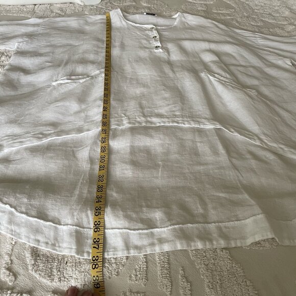 Devitalia Oversized Top OS Made In Italy White 100% Italian Linen High Low Tunic - Picture 6 of 9